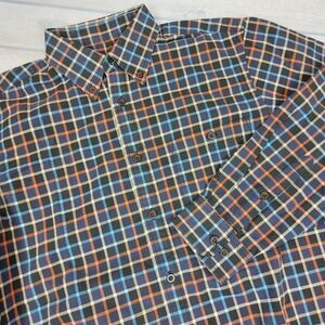 Orvis Mens Sz M Signature Twill Heavy Cotton Button Down Long Sleeve Plaid Shirt